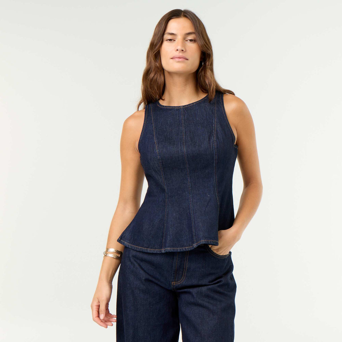 Sleeveless Denim Blouse BLUE