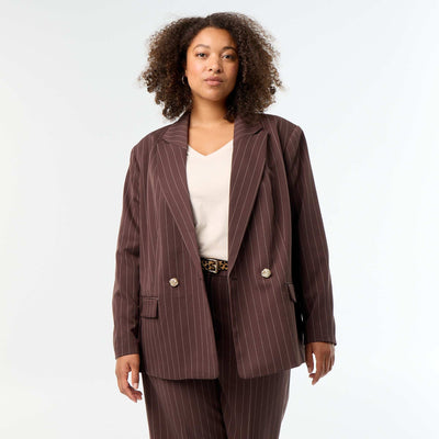 Long Double-Breasted Tailored Jacket BROWN