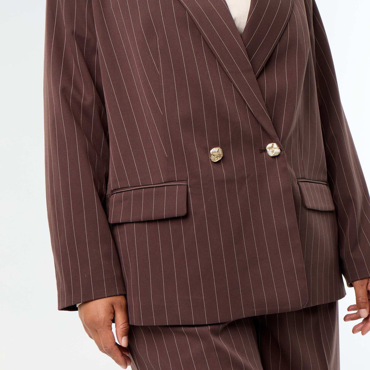 Long Double-Breasted Tailored Jacket BROWN