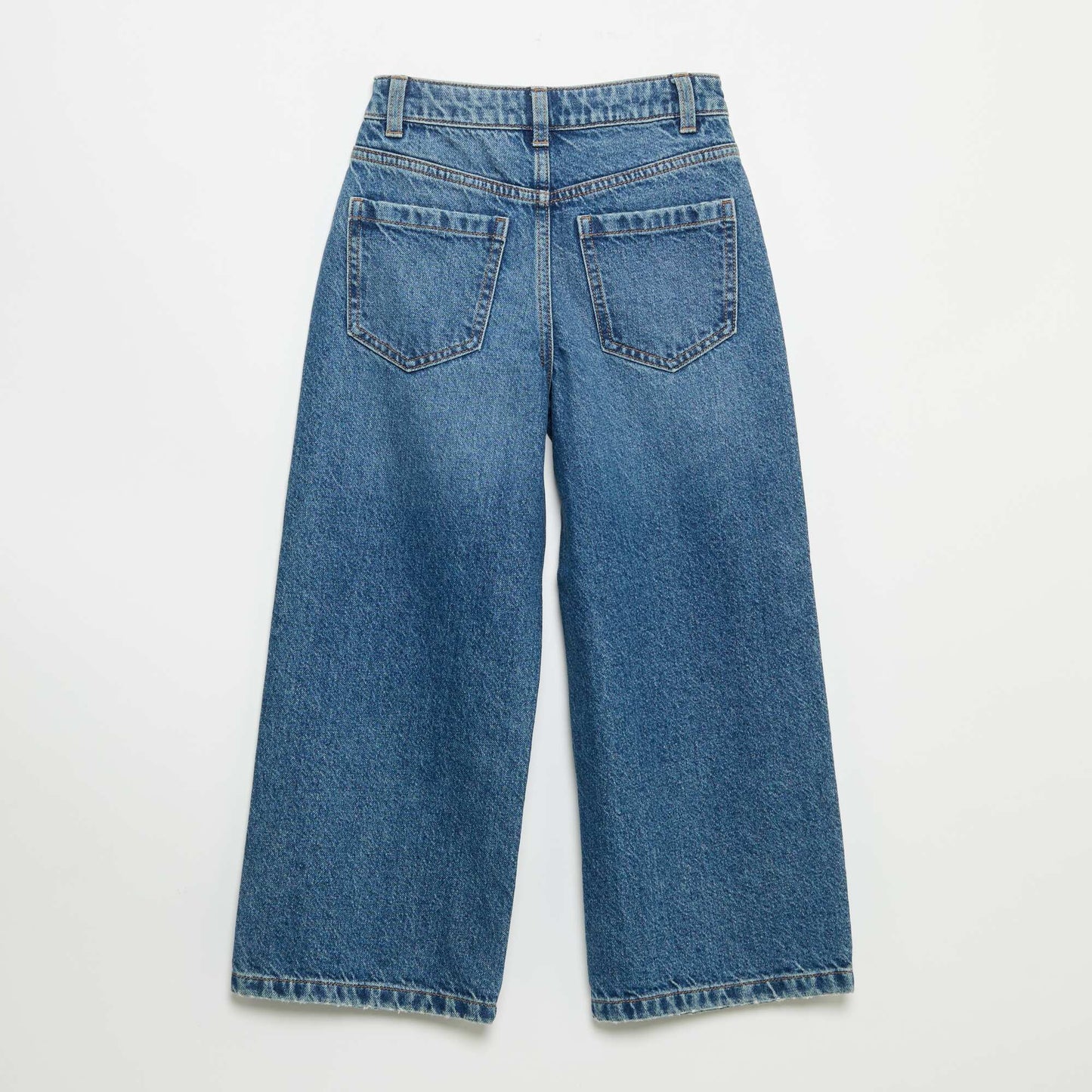 Wide Leg Pants with Heart Embroidery BLUE