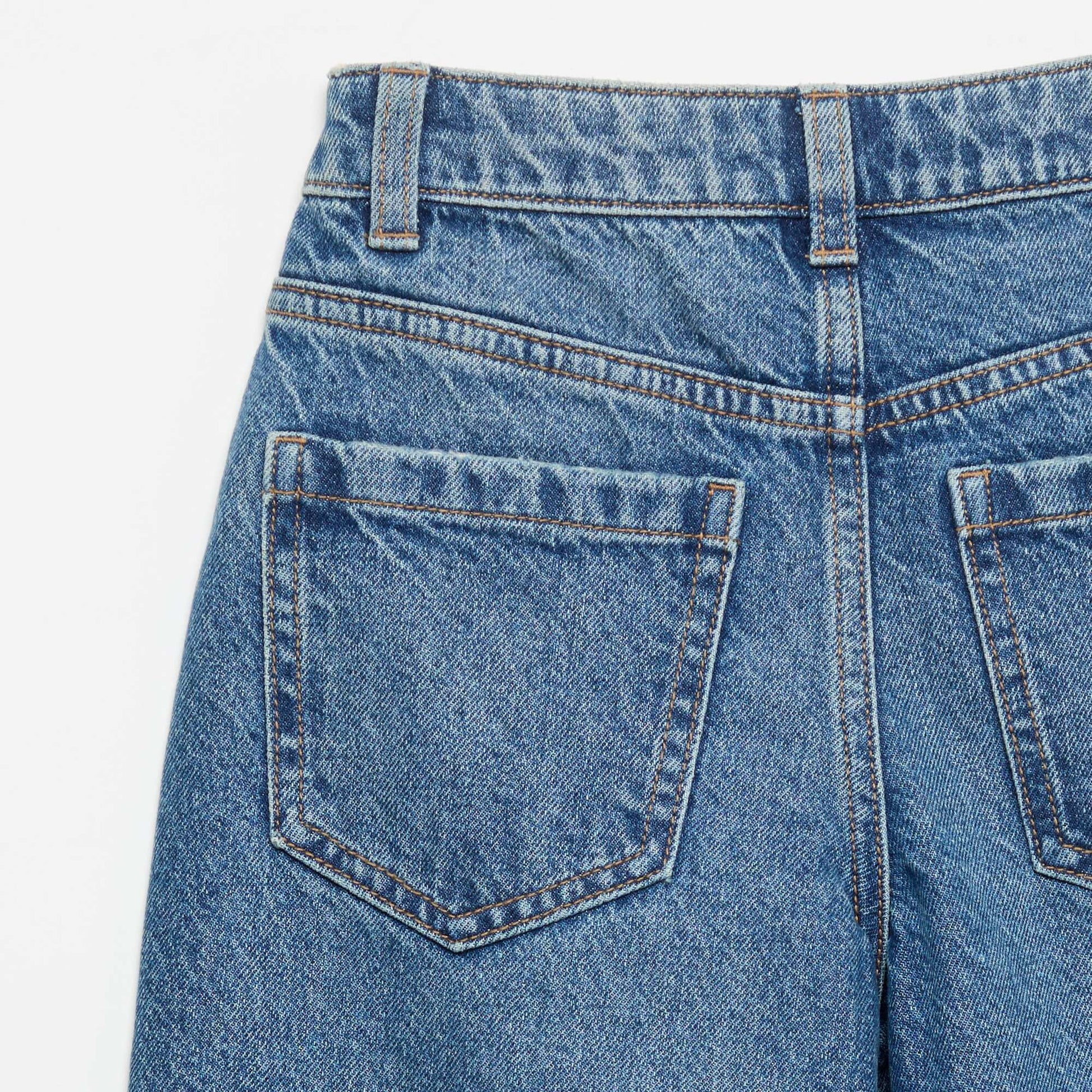 Wide Leg Pants with Heart Embroidery BLUE