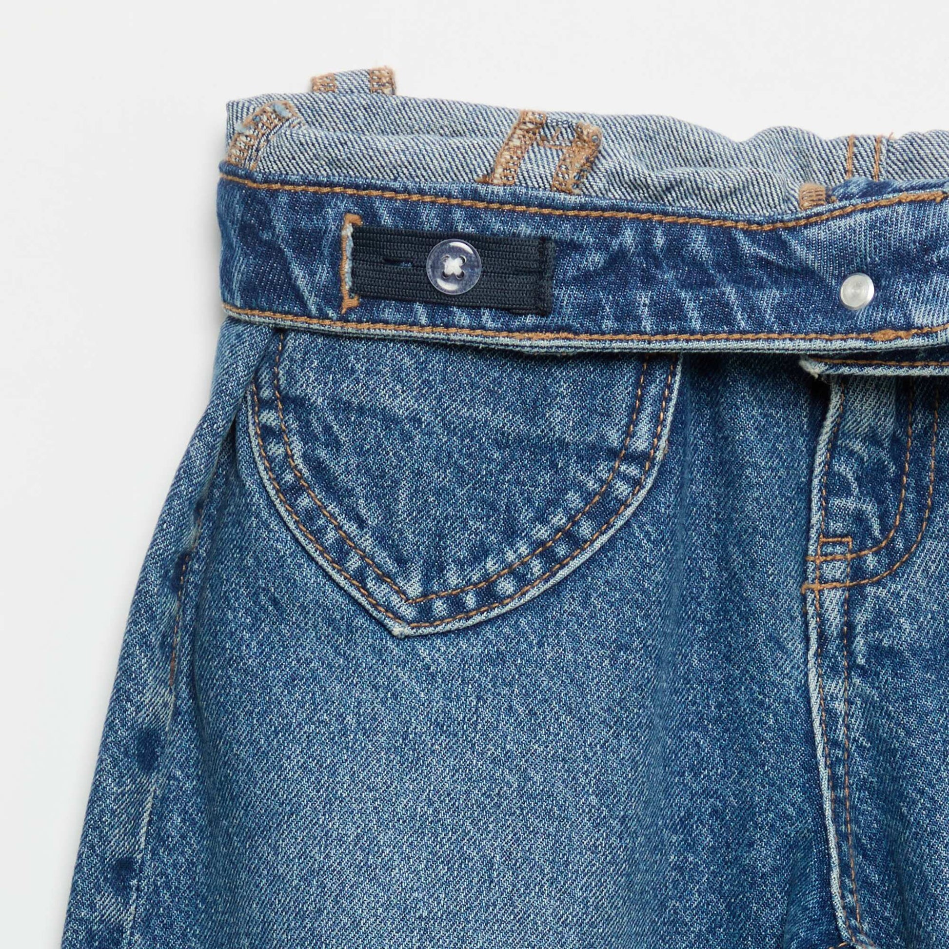 Wide Leg Pants with Heart Embroidery BLUE