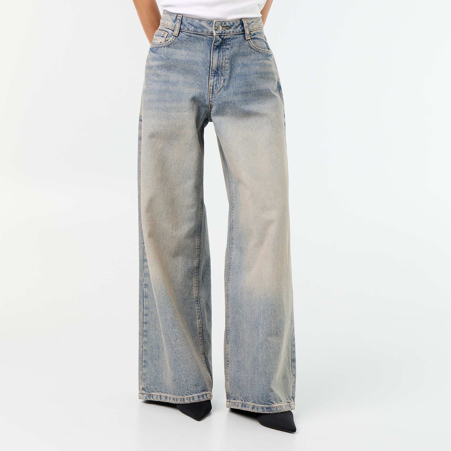 Patterned wide-leg jeans BLUE