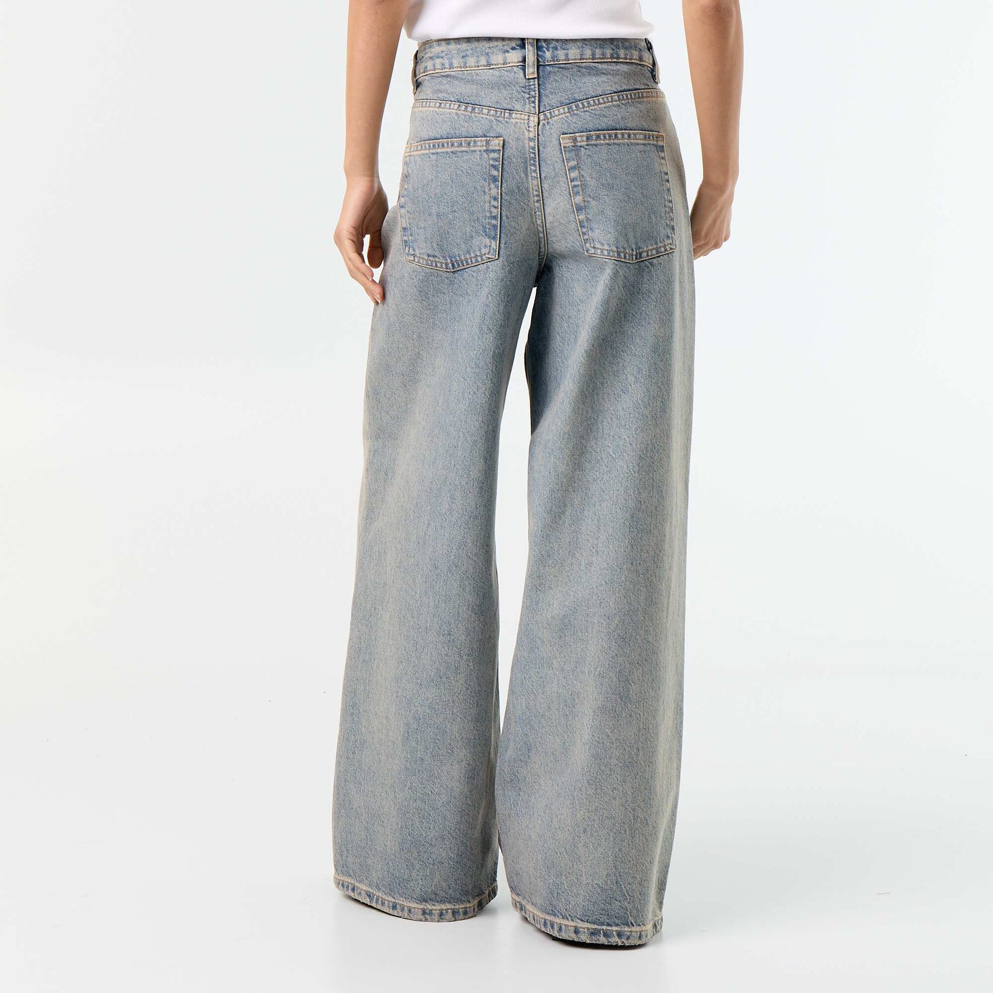 Patterned wide-leg jeans BLUE