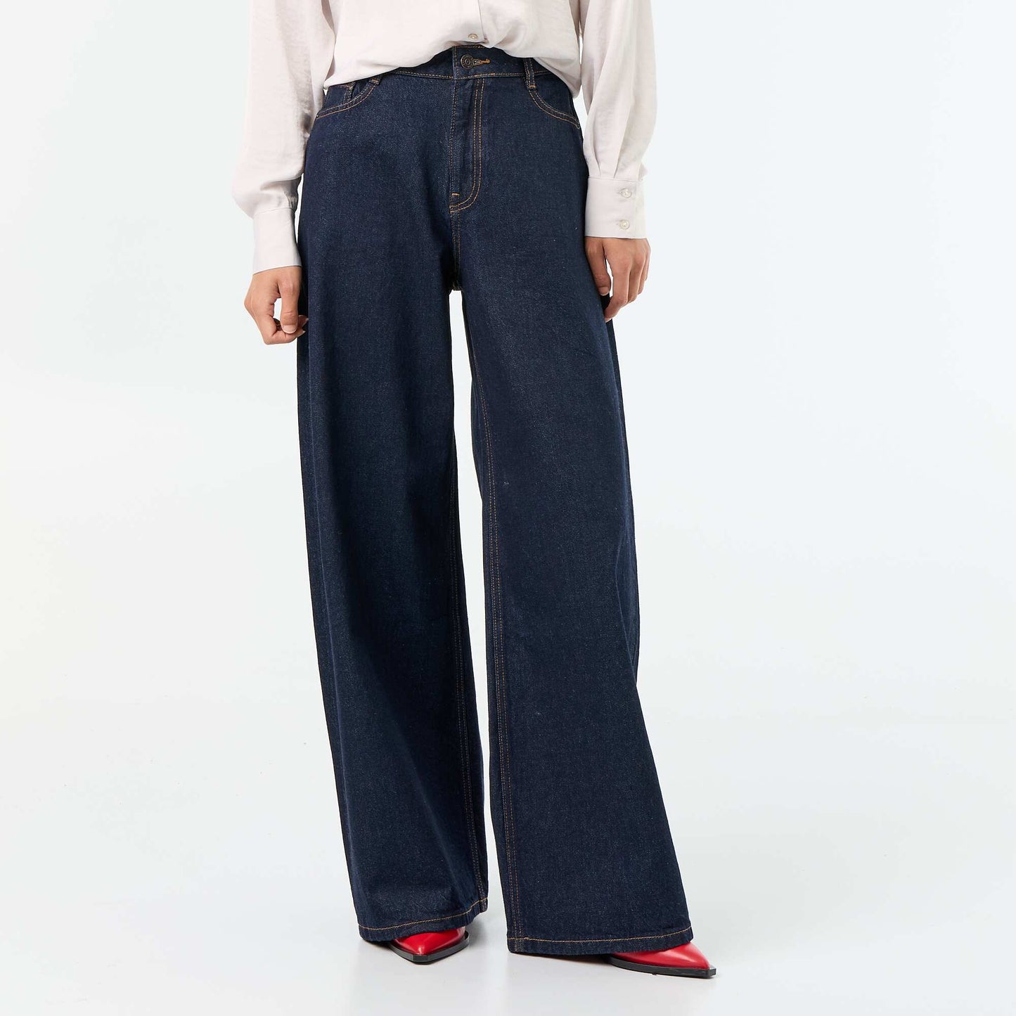 Patterned wide-leg jeans BLUE