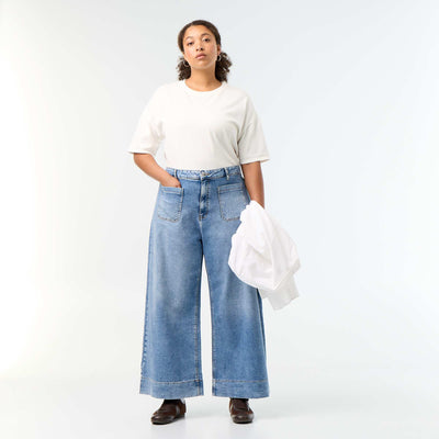 Wide-leg jeans with patch pockets BLUE