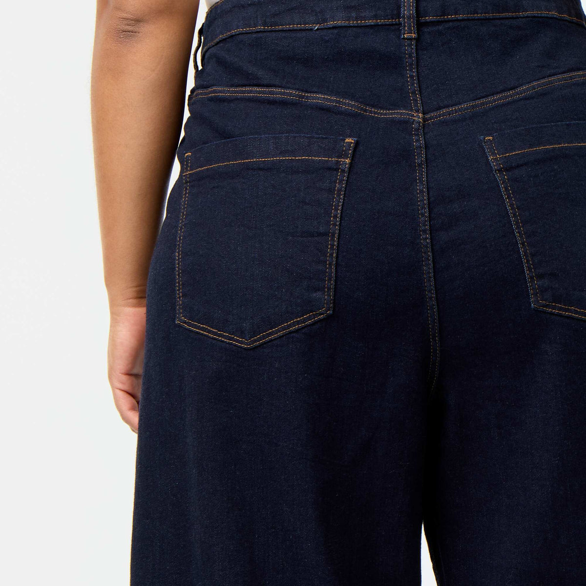 Wide-leg jeans with patch pockets BLUE