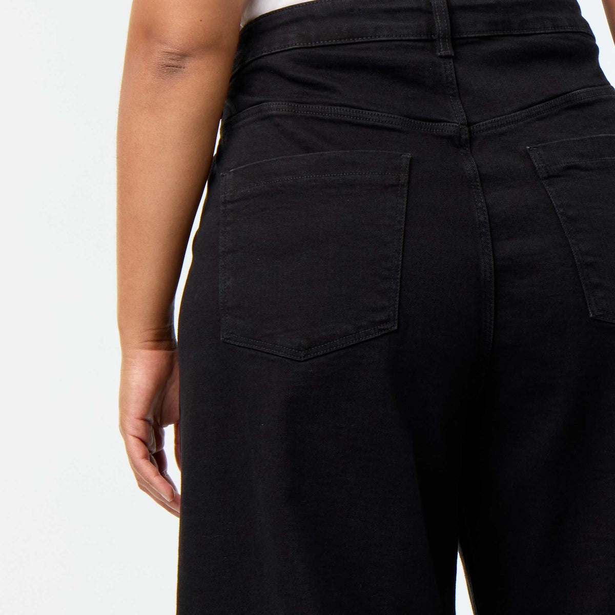 Wide-leg jeans with patch pockets BLACK