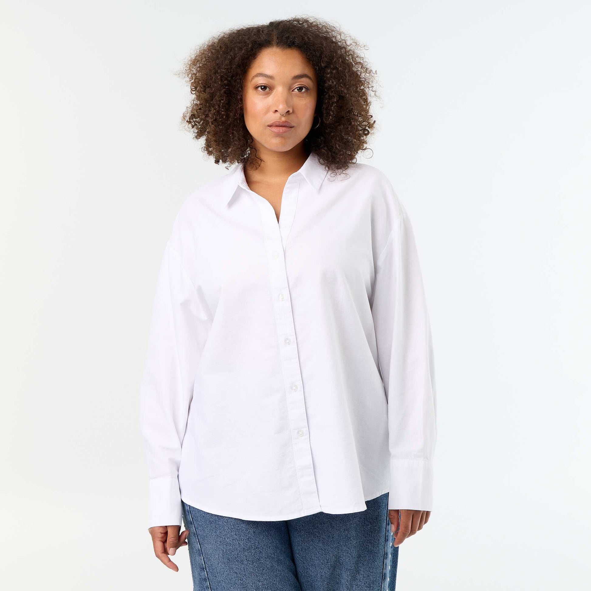 Plain Fluid Oxford Shirt WHITE
