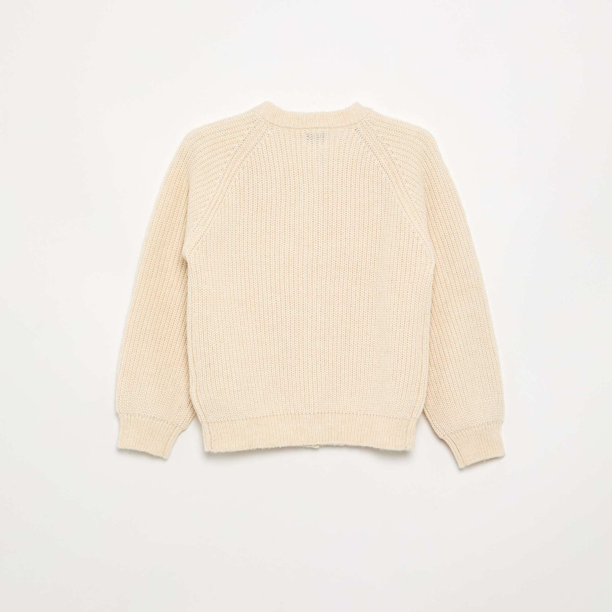 Plain Long-Sleeved Cardigan ECRU