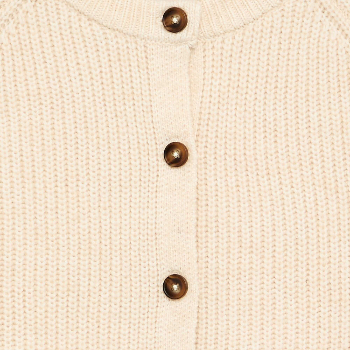 Plain Long-Sleeved Cardigan ECRU