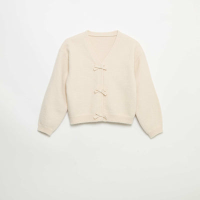 Knit sweater with knot detail WHITE