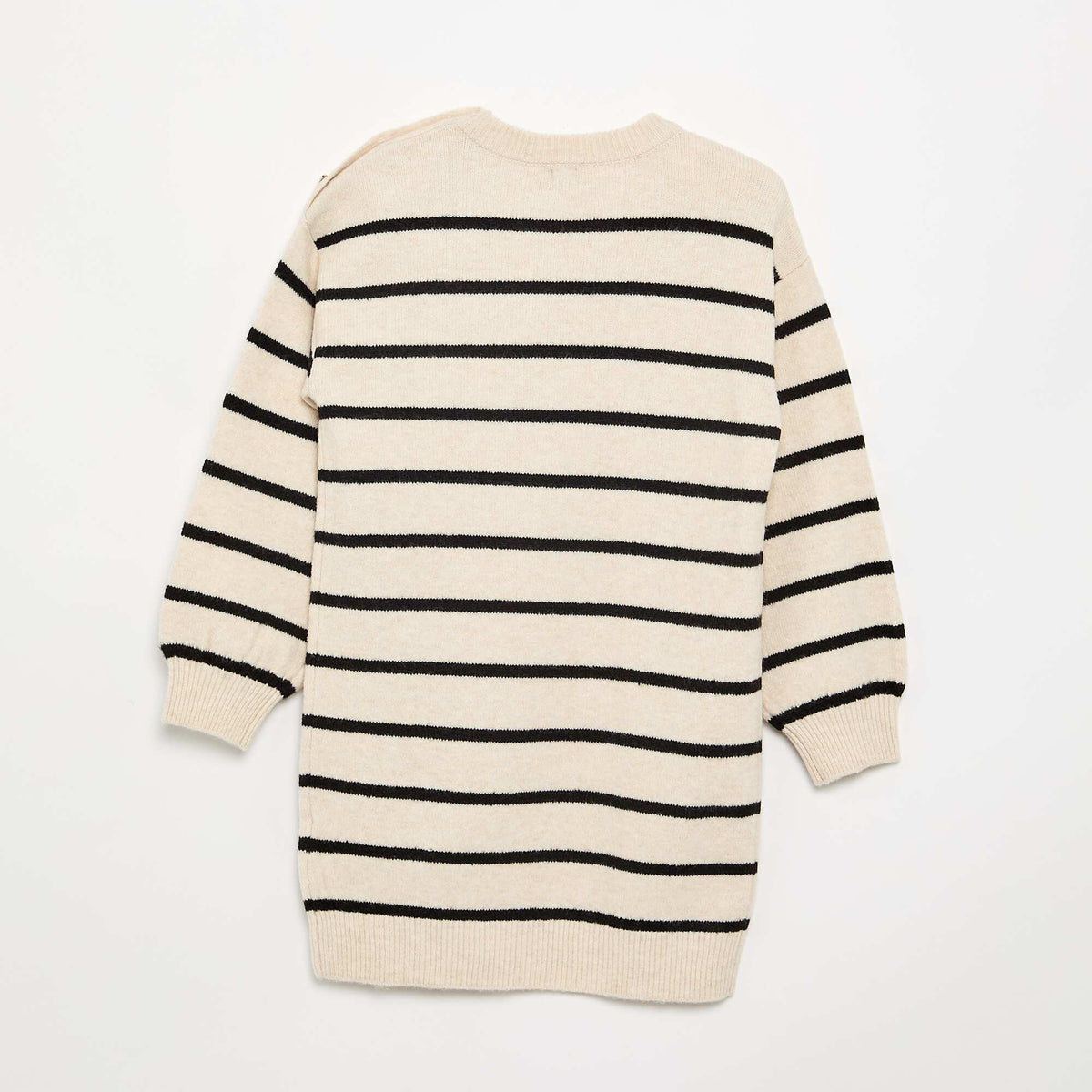 Long-sleeved button-neck sweater dress BEIGE