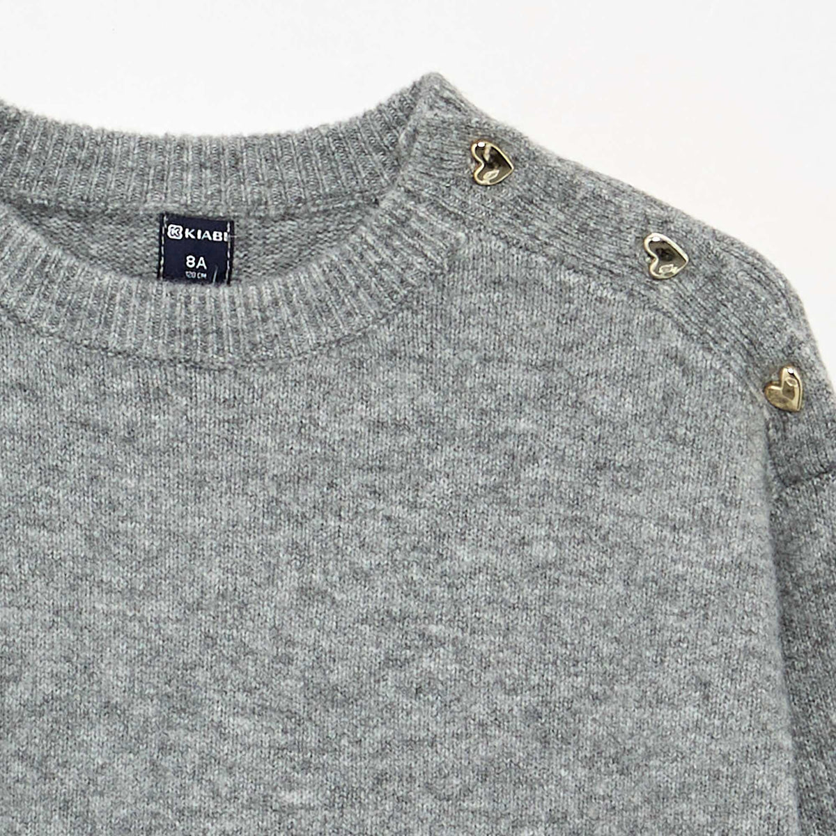 Long-sleeved button-neck sweater dress GREY