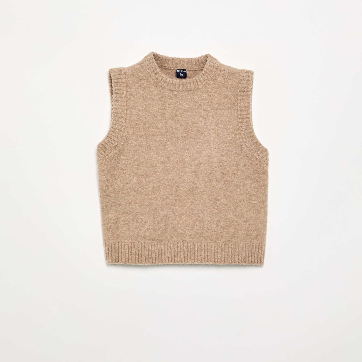 Plain Sleeveless Sweater BEIGE