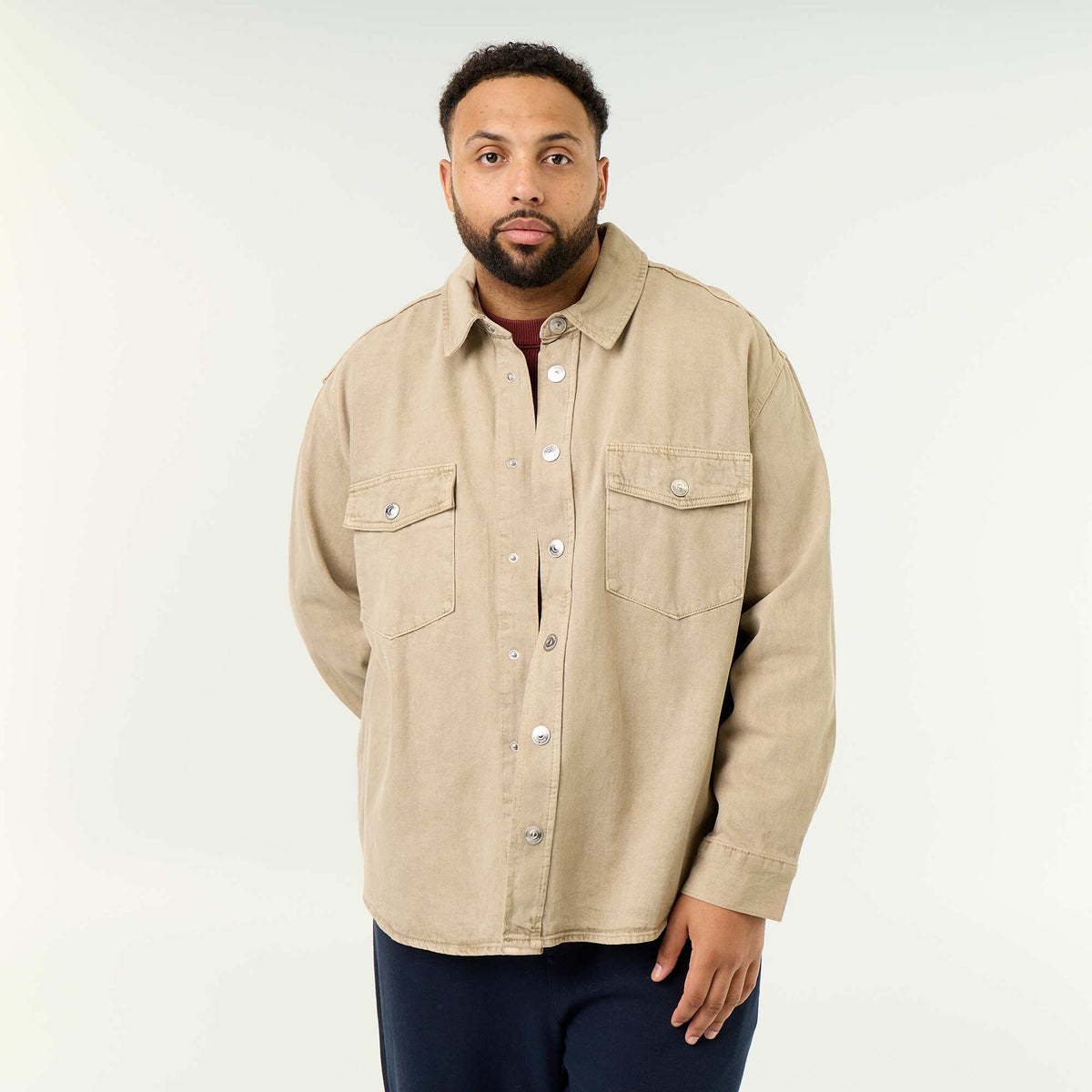 Denim overshirt BEIGE