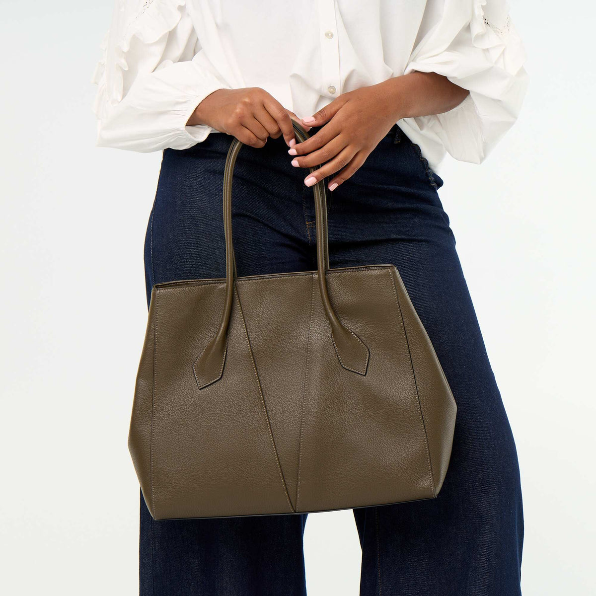 Faux Leather Tote Bag KHAKI