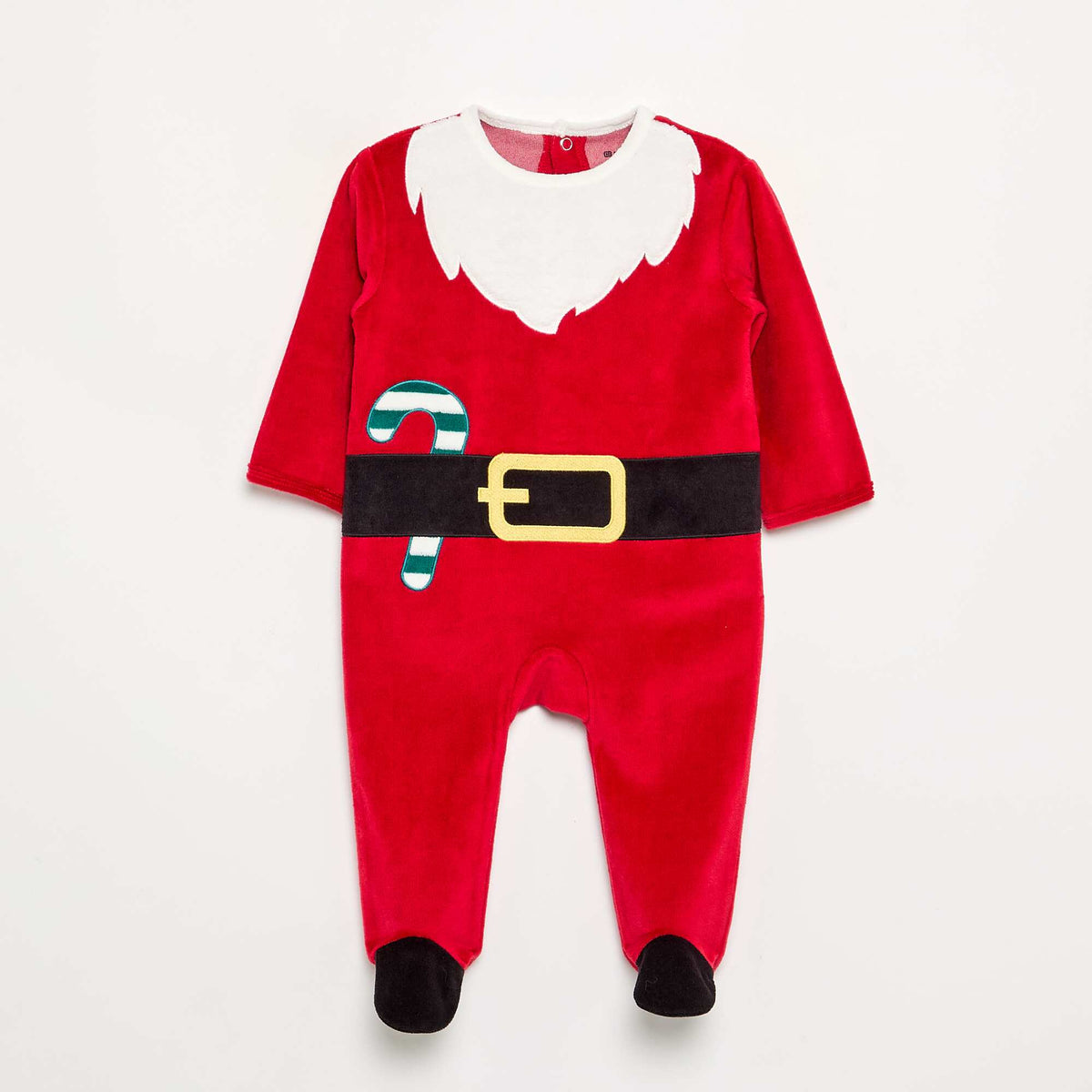Velvet 'Christmas' 2-Piece Set: Sleepsuit & Hat RED
