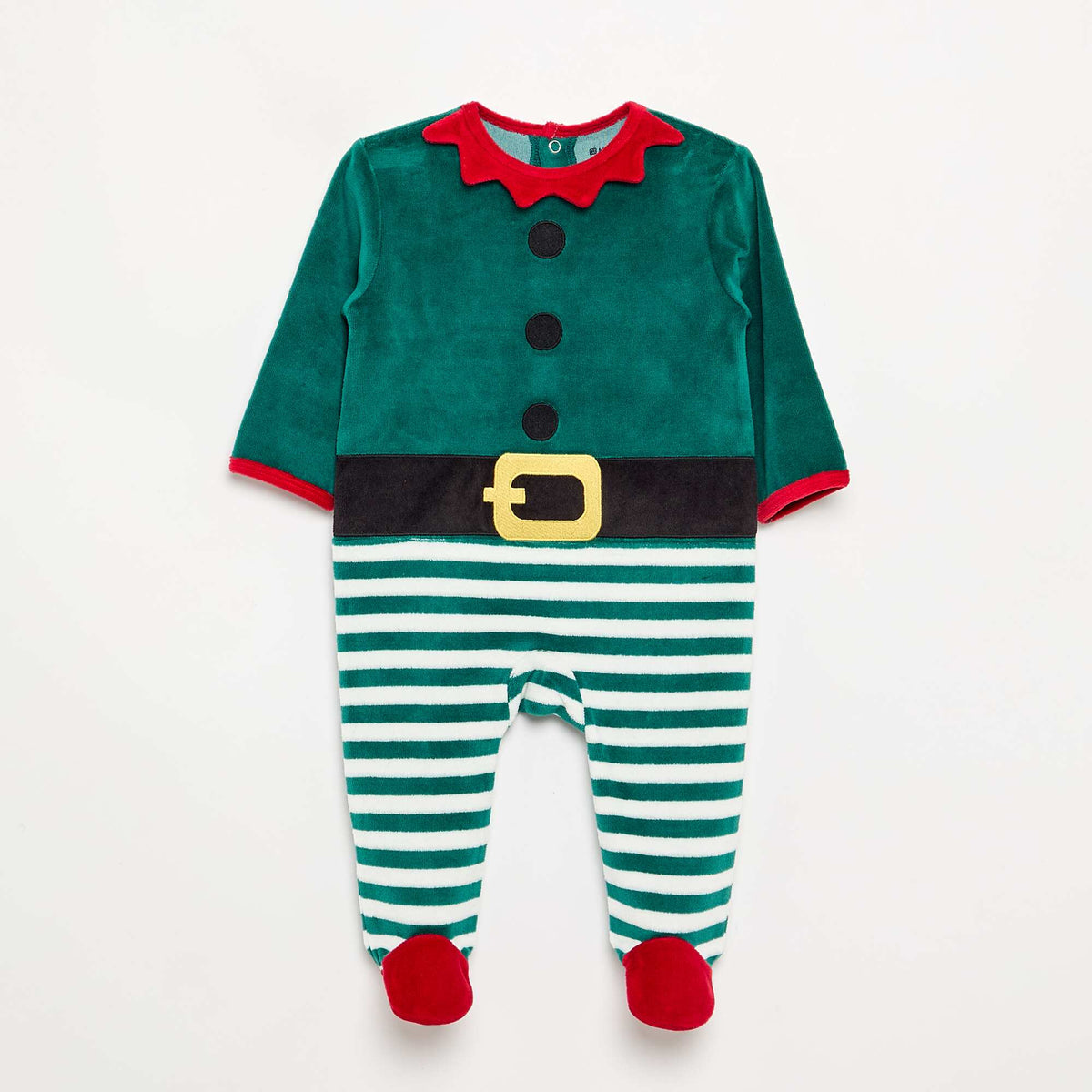 Velvet 'Christmas' 2-Piece Set: Sleepsuit & Hat GREEN
