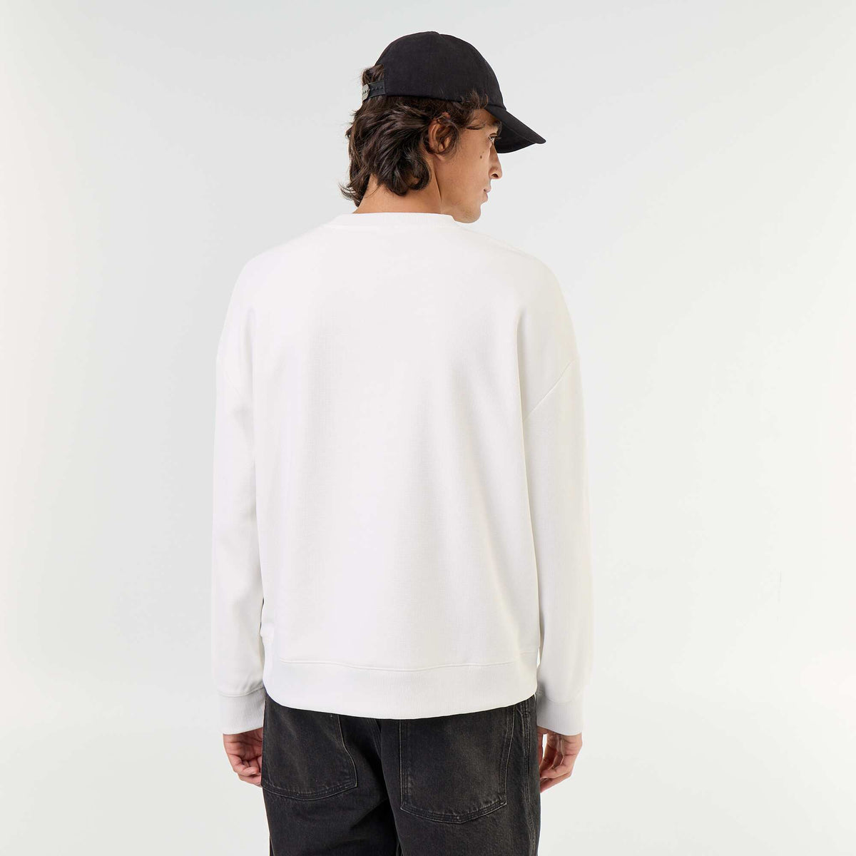Piqué knit crew neck sweatshirt WHITE