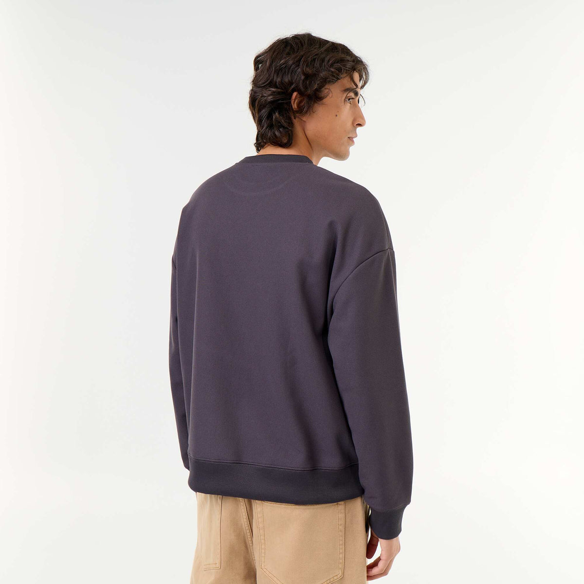 Piqué knit crew neck sweatshirt GREY
