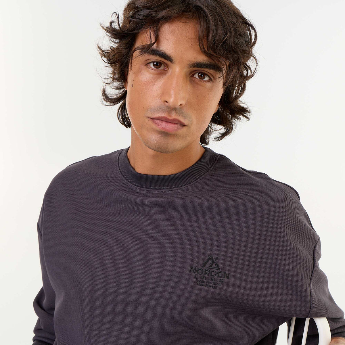 Piqué knit crew neck sweatshirt GREY