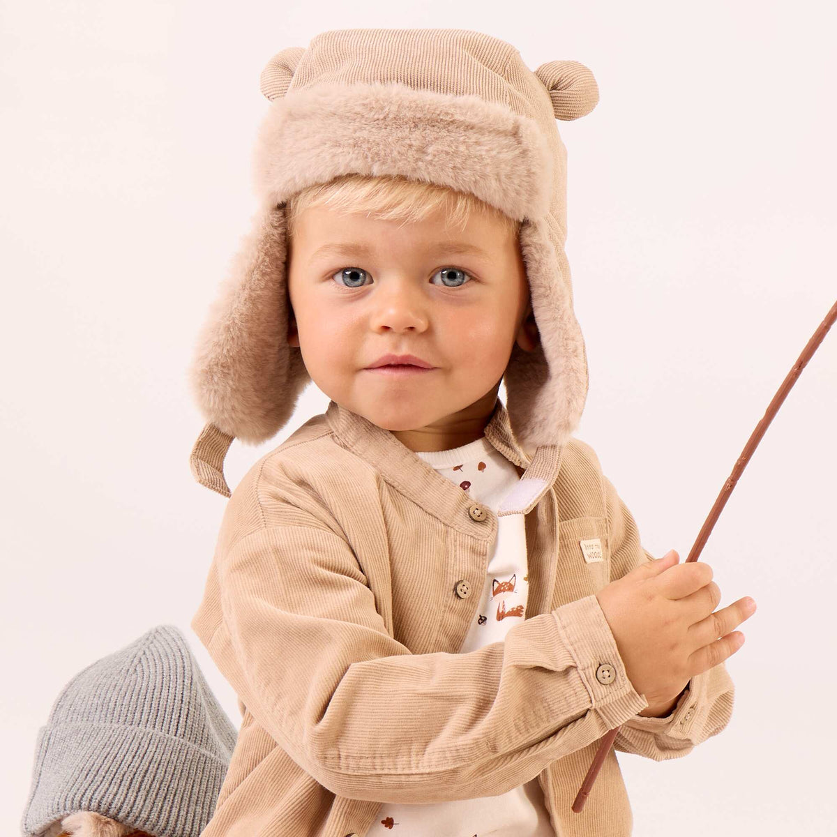 Lined Trapper Hat with Playful Ears BEIGE
