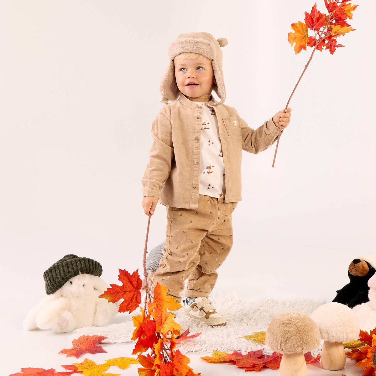 Lined Trapper Hat with Playful Ears BEIGE
