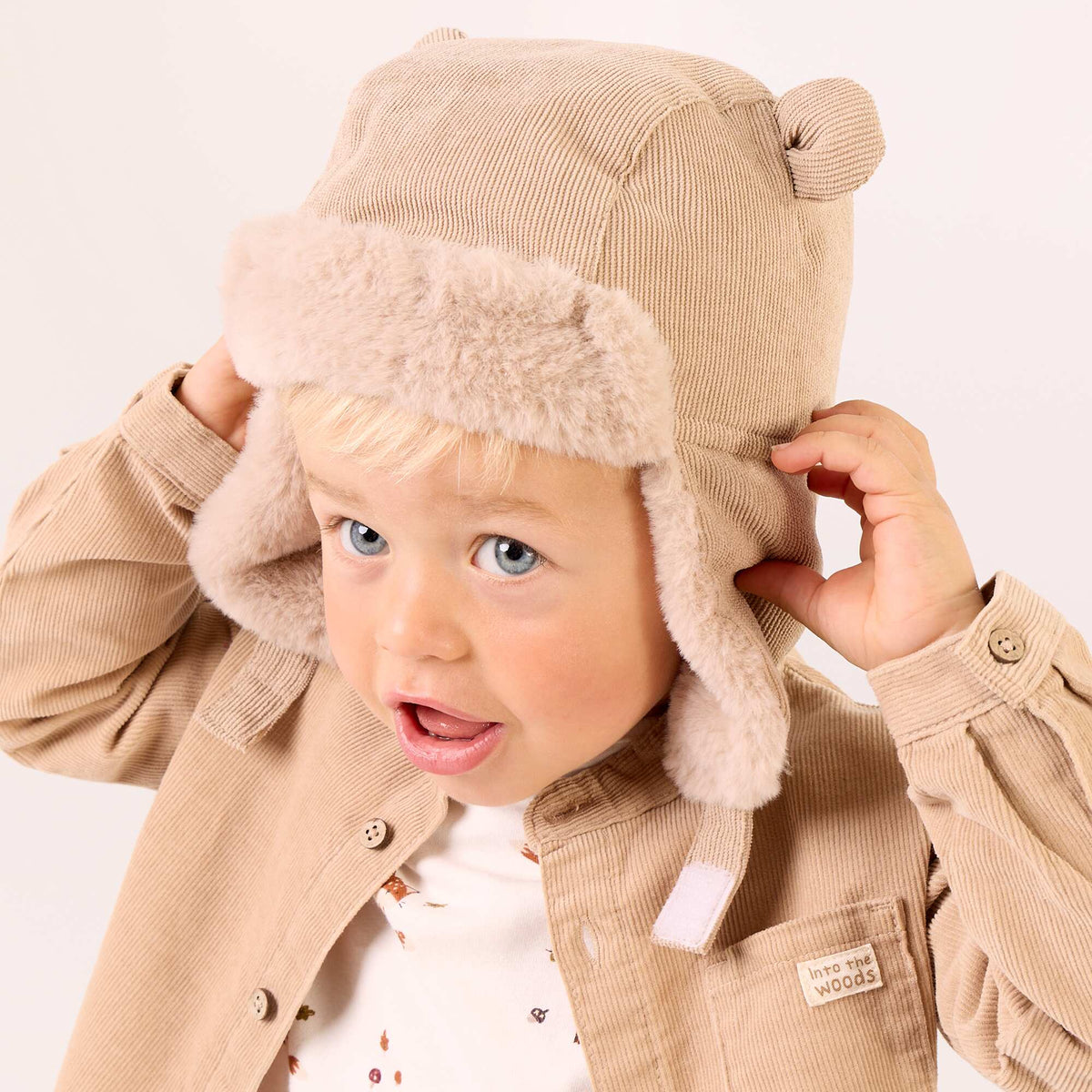 Lined Trapper Hat with Playful Ears BEIGE