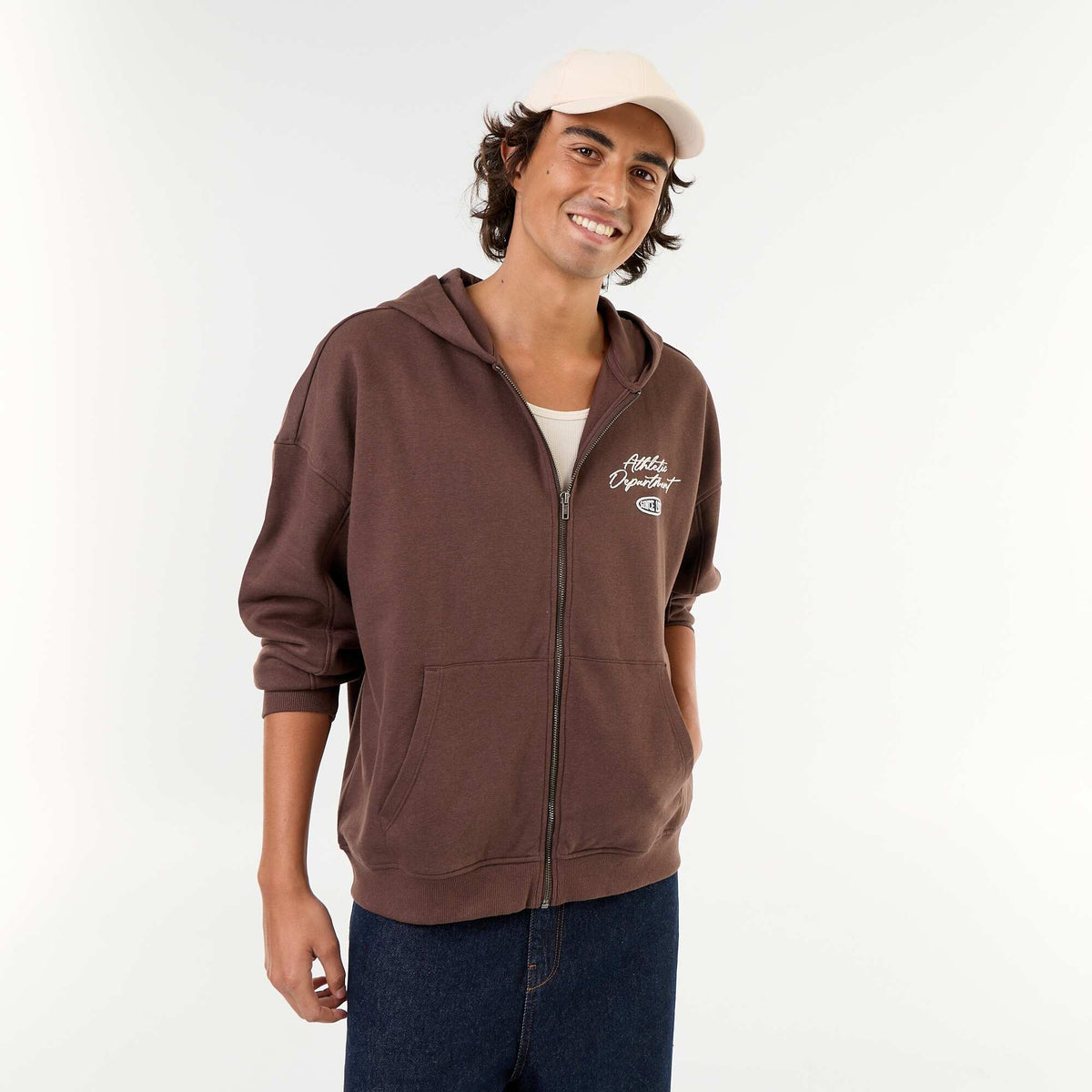 Reversible print hooded sweatshirt BROWN
