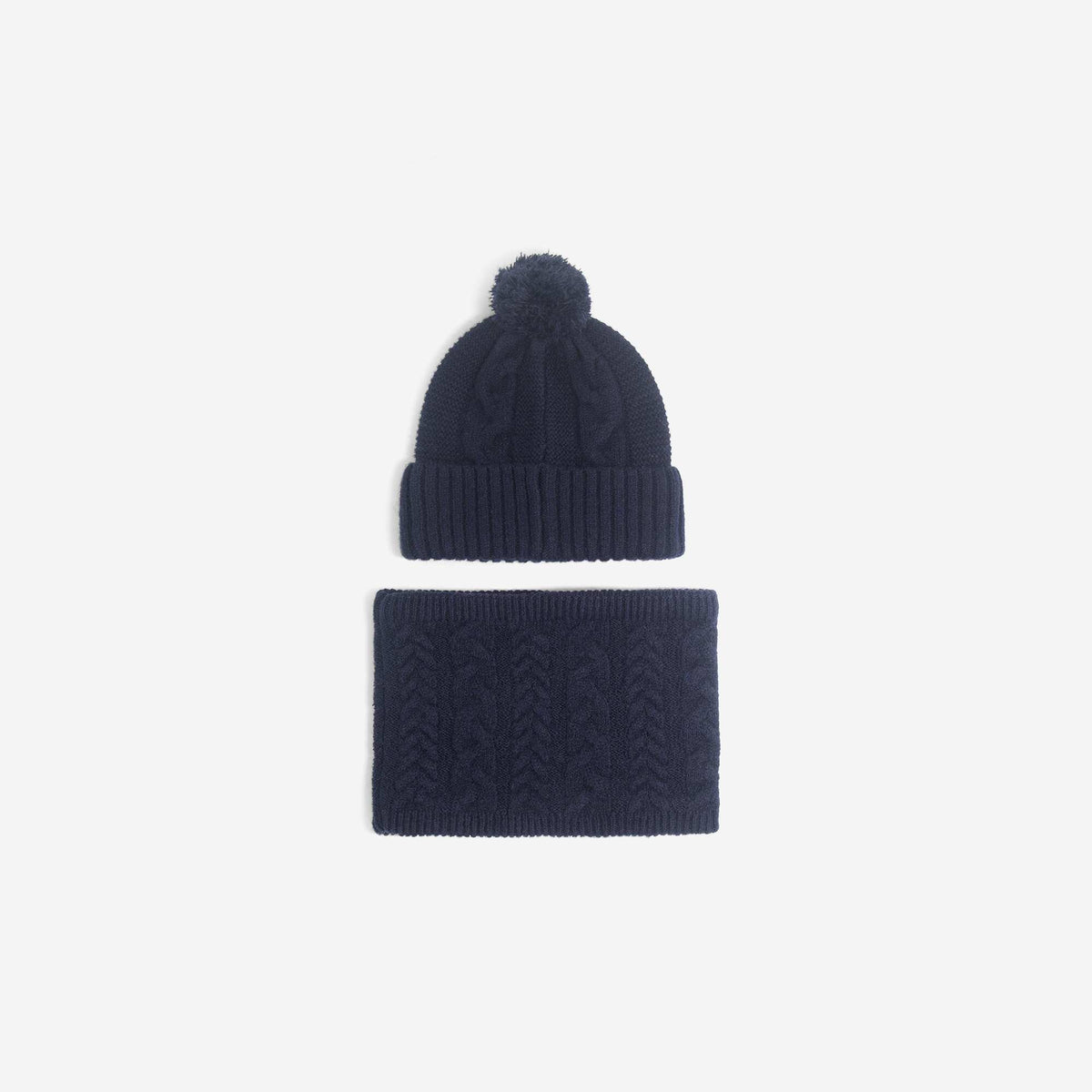 Knit Beanie and Snood Set - 2-Piece BLUE