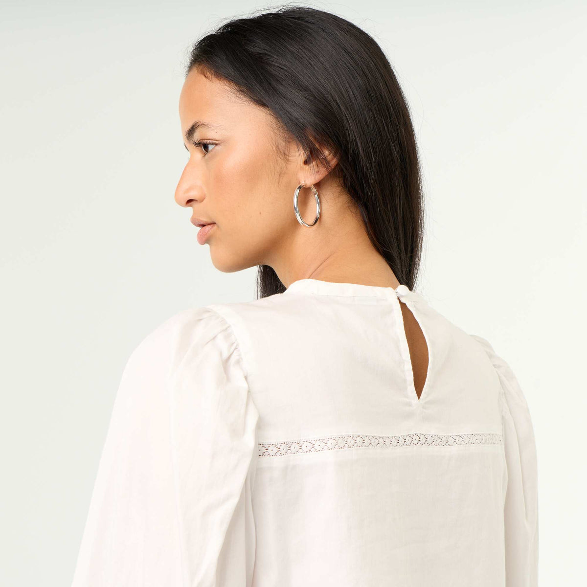 Long-sleeved blouse with embroidery WHITE