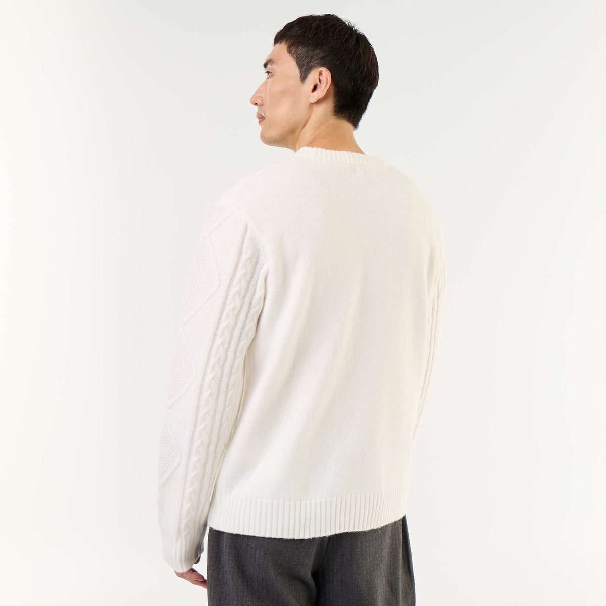 Chunky Cable Knit Sweater WHITE