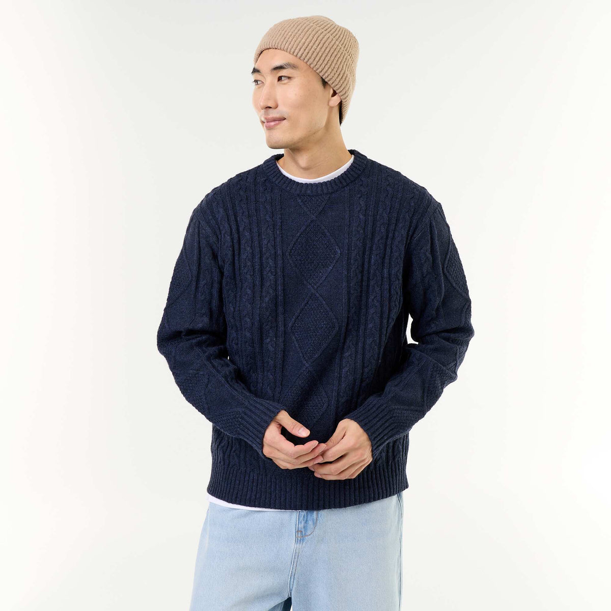 Chunky Cable Knit Sweater BLUE