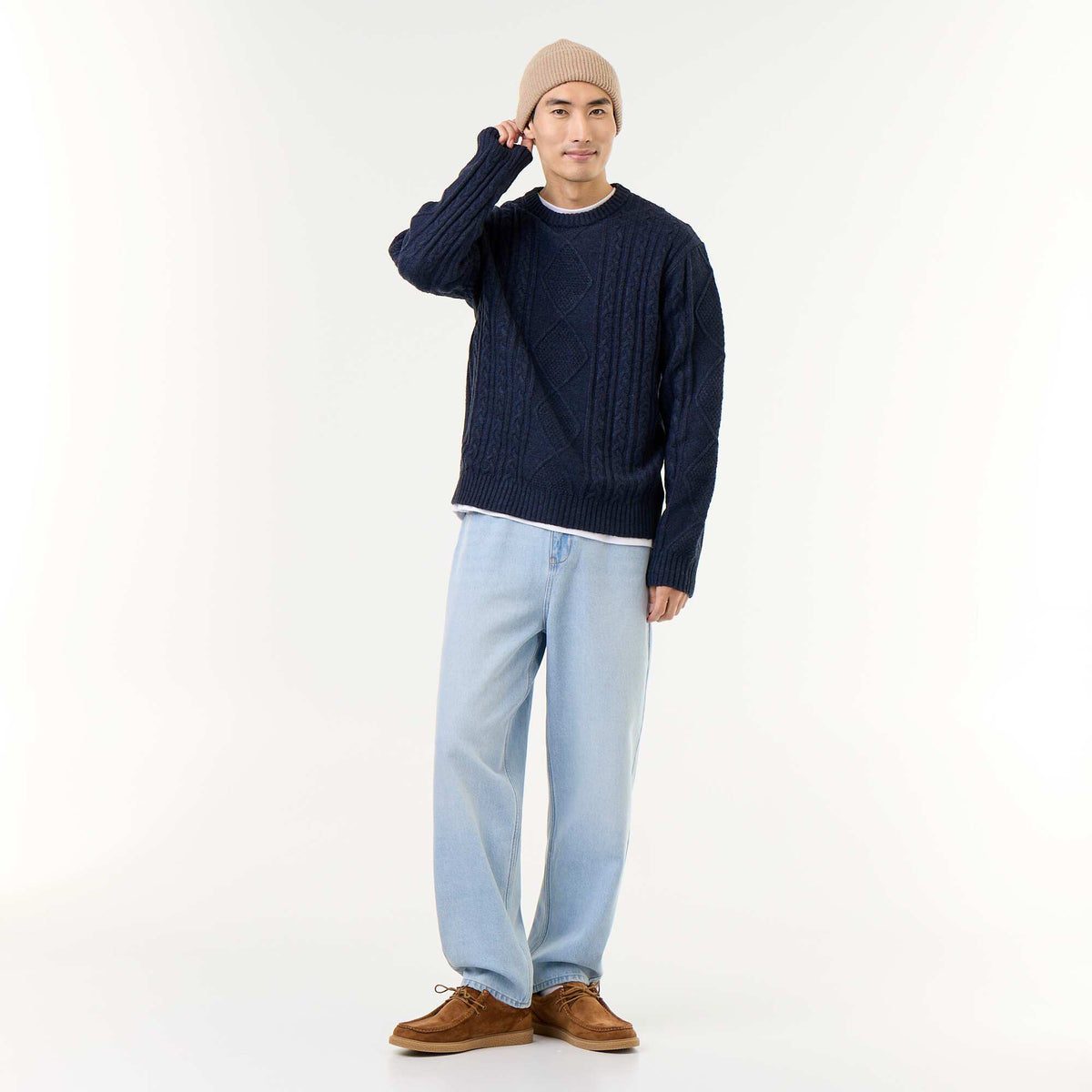 Chunky Cable Knit Sweater BLUE