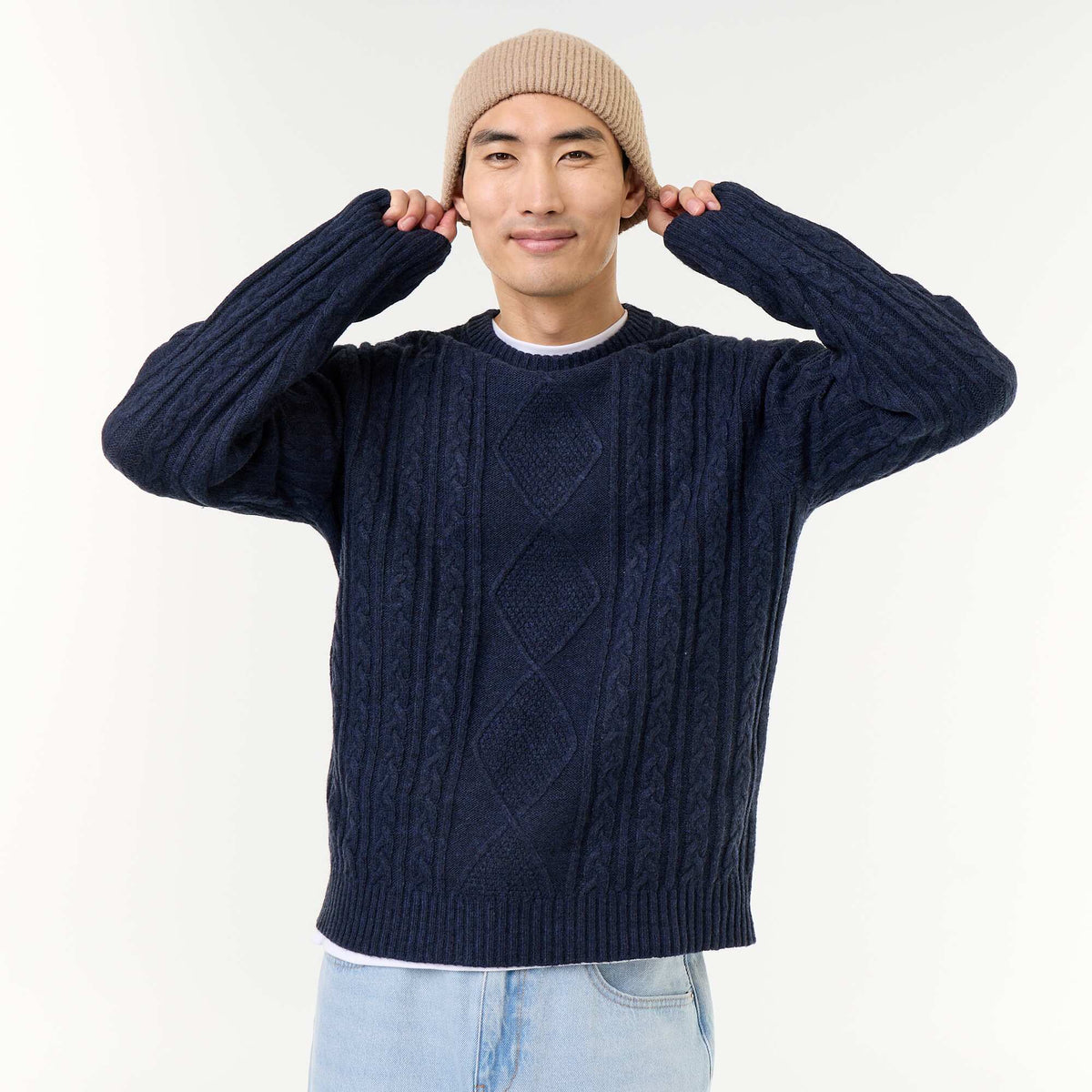 Chunky Cable Knit Sweater BLUE