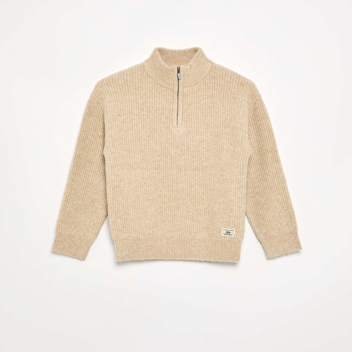 Chunky Knit Funnel Neck Sweater BEIGE