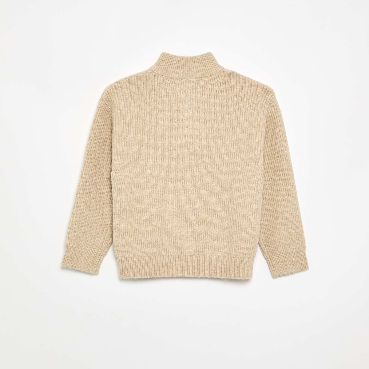 Chunky Knit Funnel Neck Sweater BEIGE