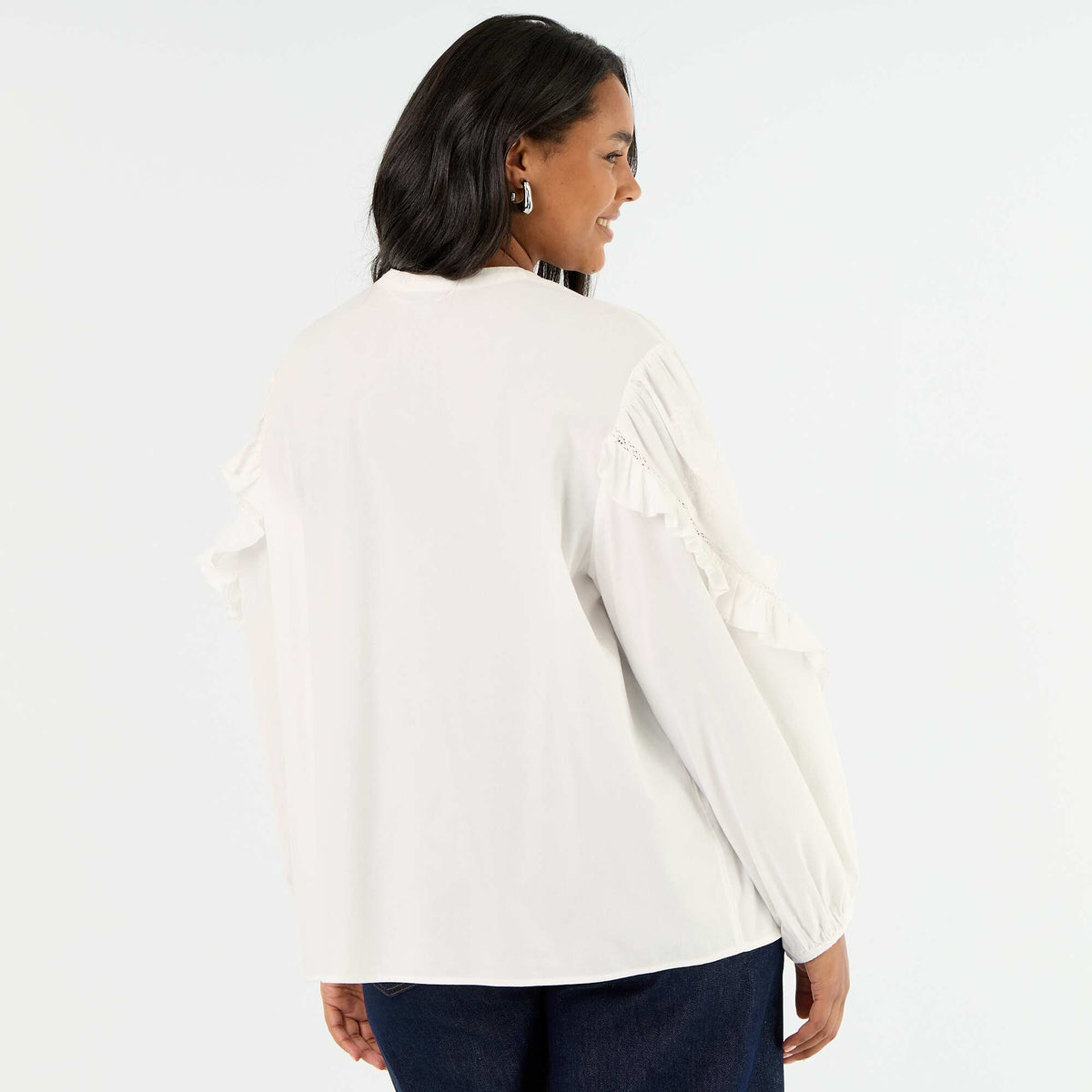 Solid blouse with ruffles WHITE