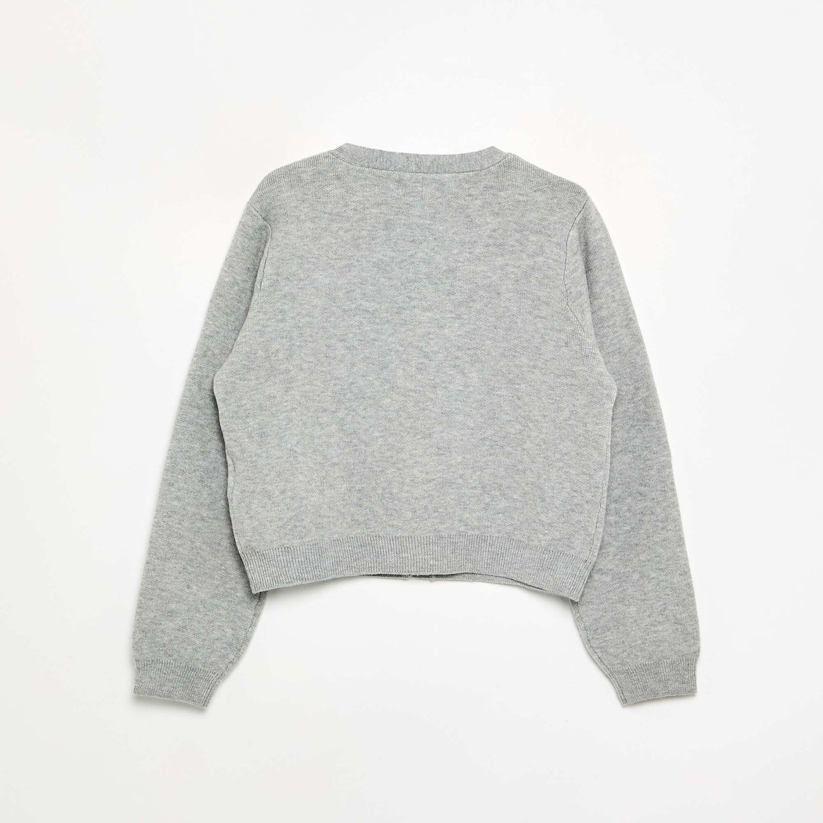 Compact knit cardigan with silver buttons LIGHT GRAY