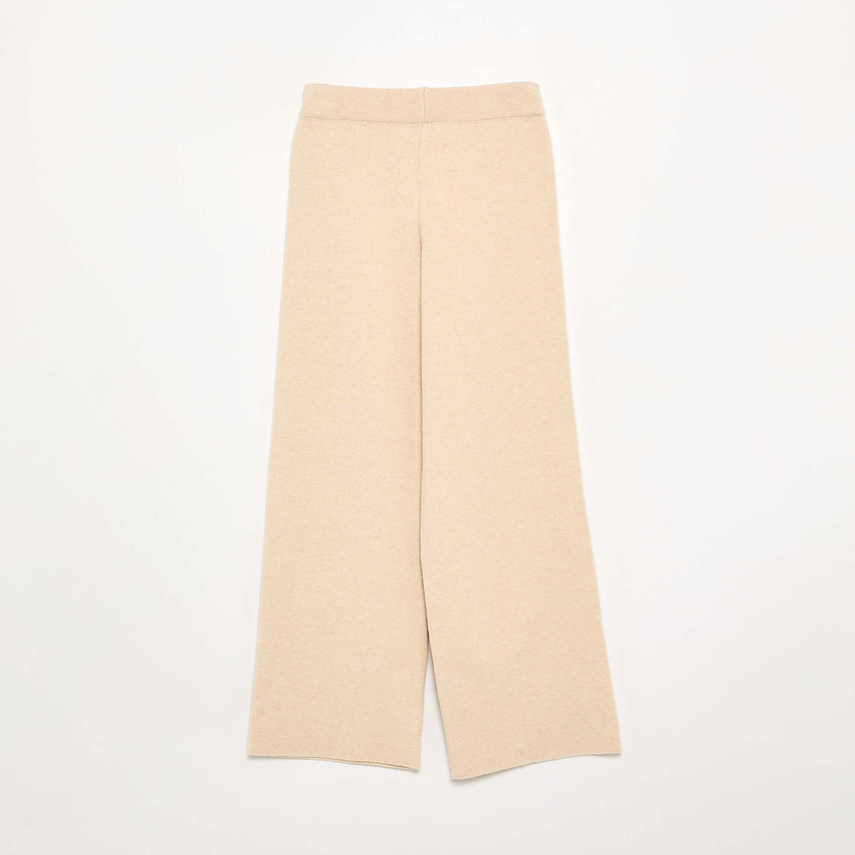 Wide compact knit trousers BEIGE