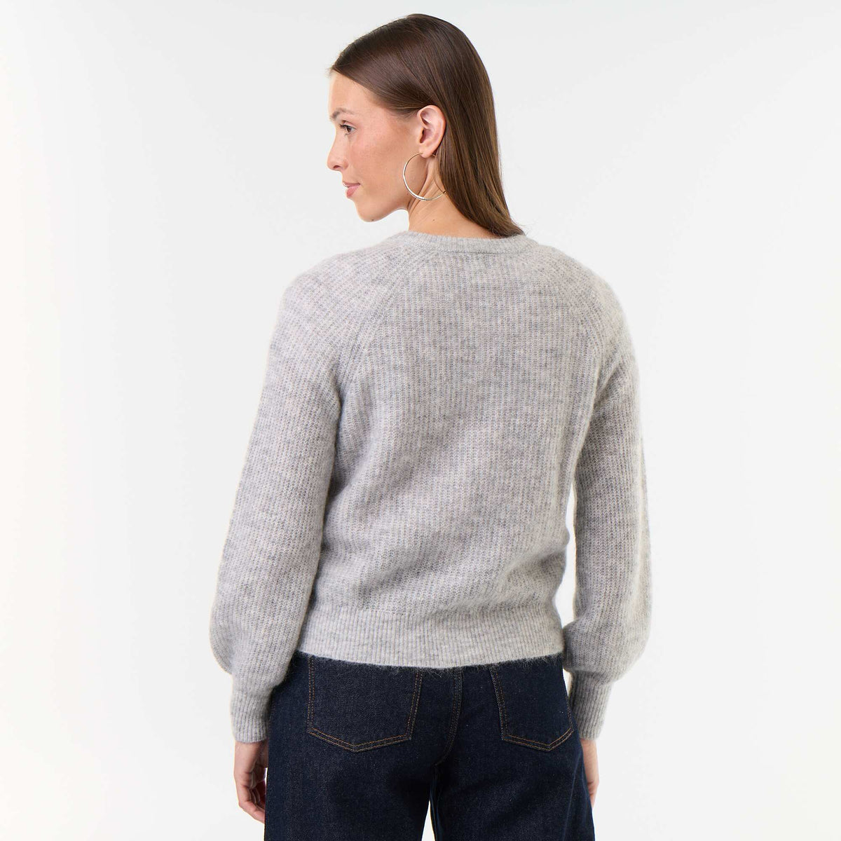 Buttoned Mohair and Wool Blend Cardigan GREY