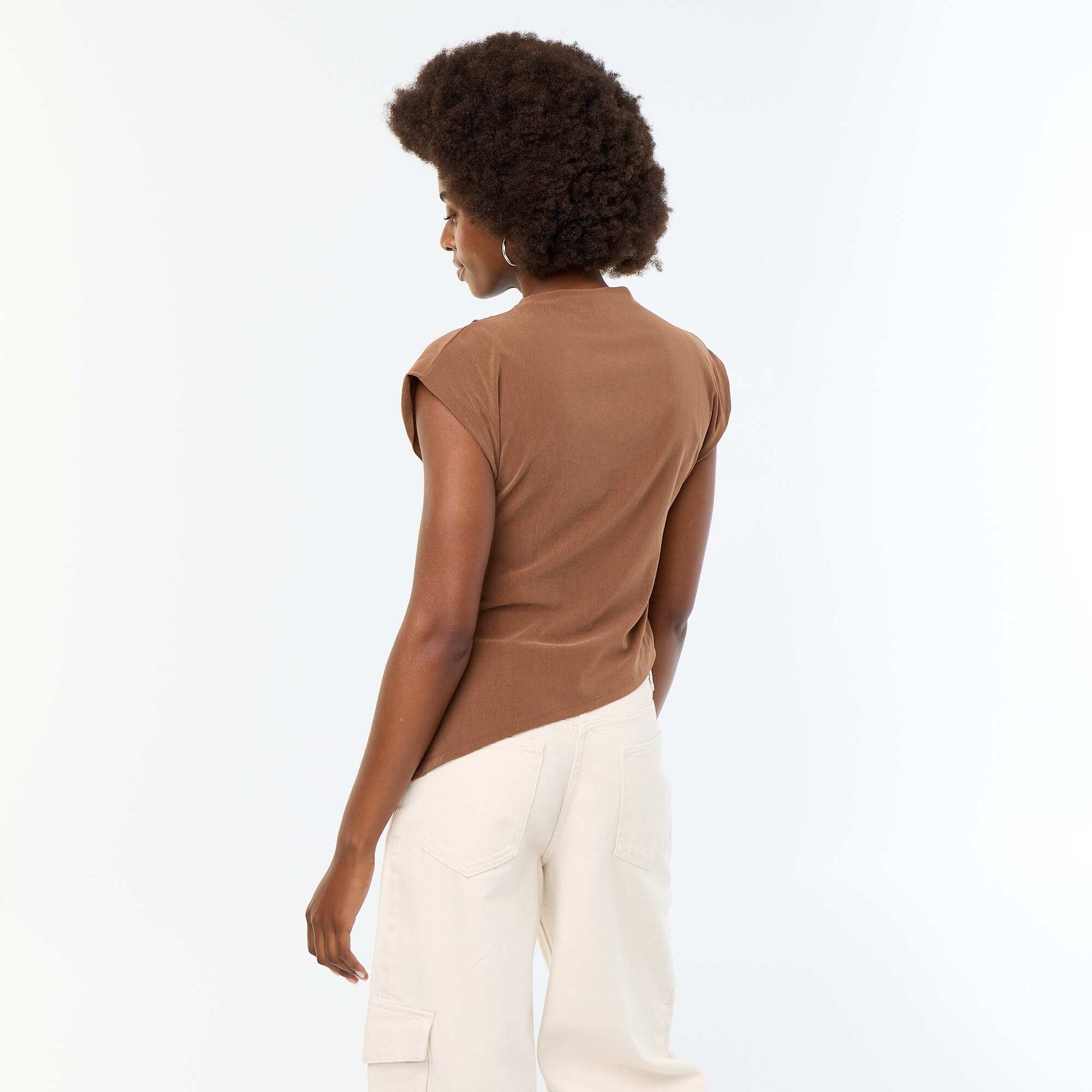 Asymmetric Sleeveless Top BROWN