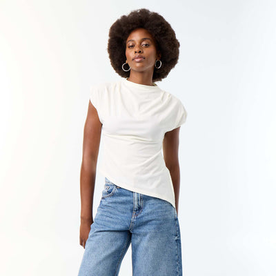Asymmetric Sleeveless Top WHITE