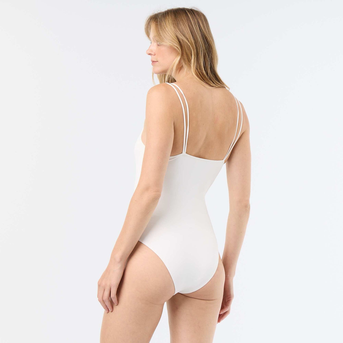 Solid Bodysuit with Embellished Straps WHITE