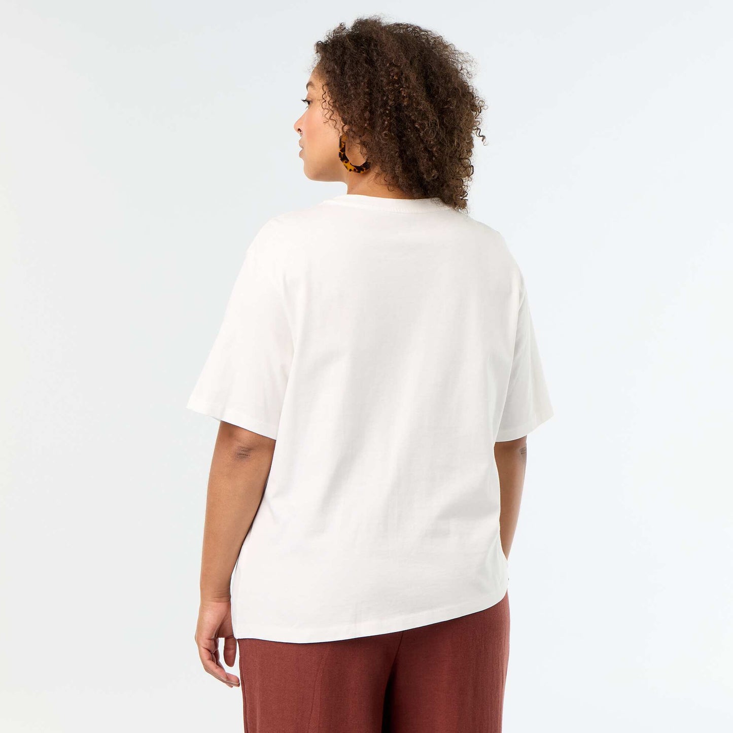 Draped T-shirt with Golden Brooch Detail WHITE
