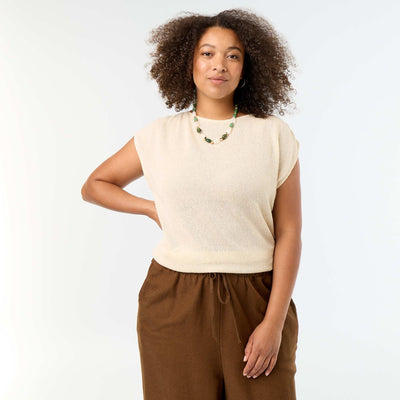 Sleeveless top in openwork fabric WHITE