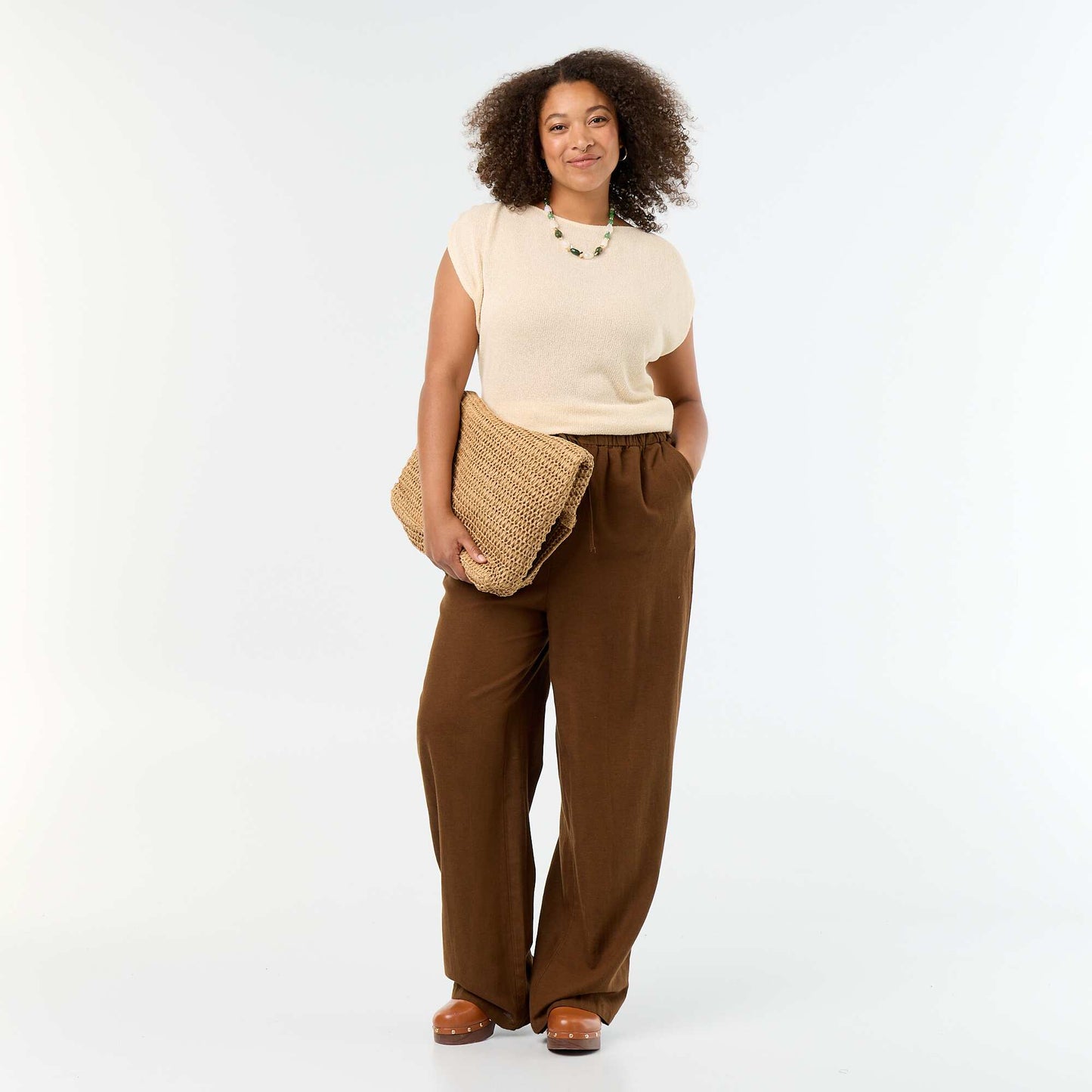 Sleeveless top in openwork fabric WHITE