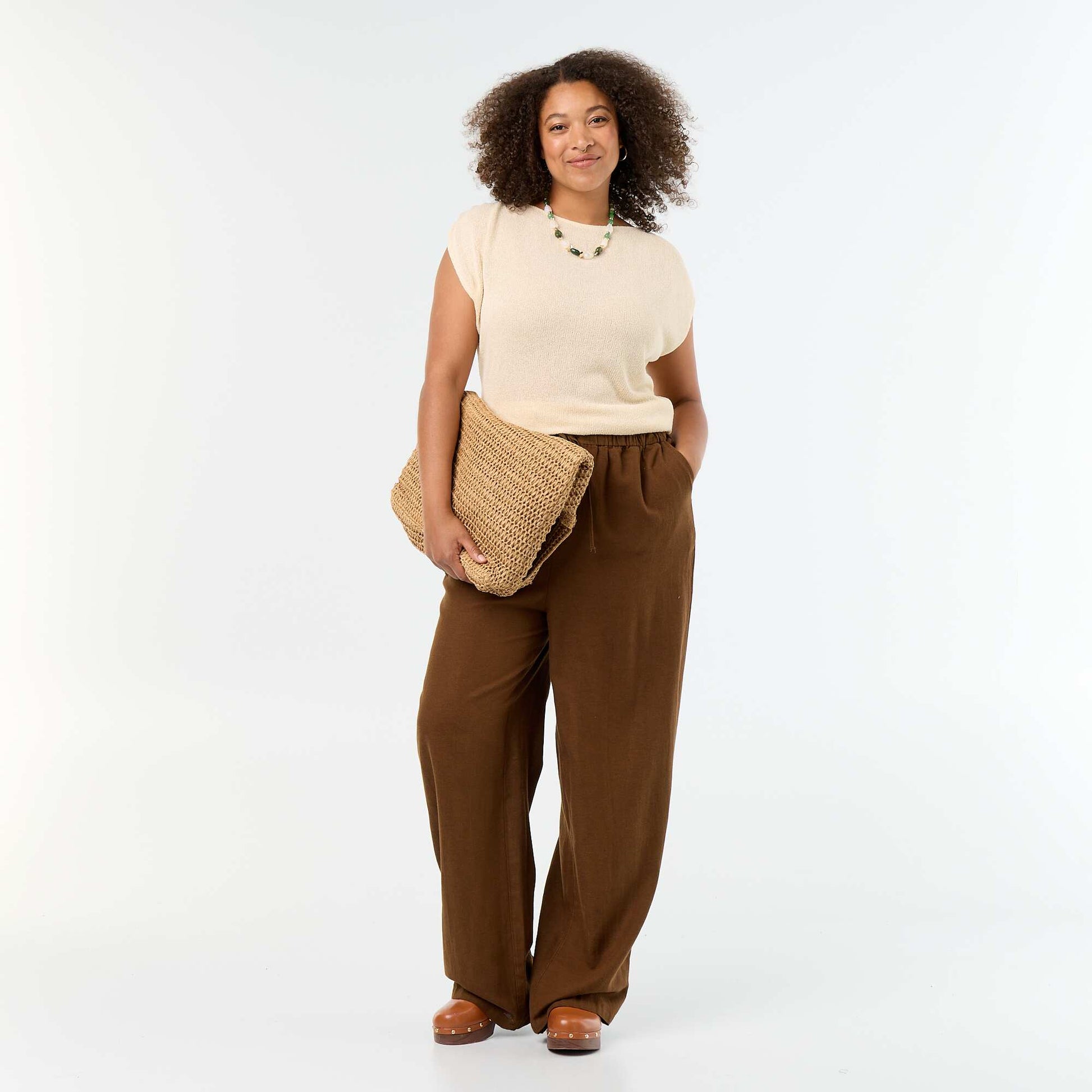 Sleeveless top in openwork fabric WHITE