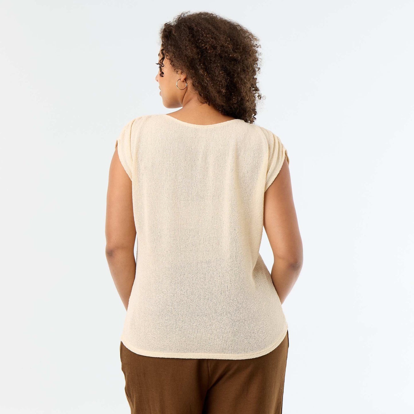 Sleeveless top in openwork fabric WHITE